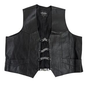 UNIK Leather Apparels Black Chain Vest Mens Size 64 Motorcycle Biker Lined